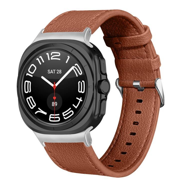 両面ライチ本革ウォッチバンド、Samsung Galaxy Watch Ultra 47mm / Ultra 2025用