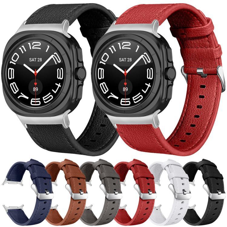 両面ライチ本革ウォッチバンド、Samsung Galaxy Watch Ultra 47mm / Ultra 2025用
