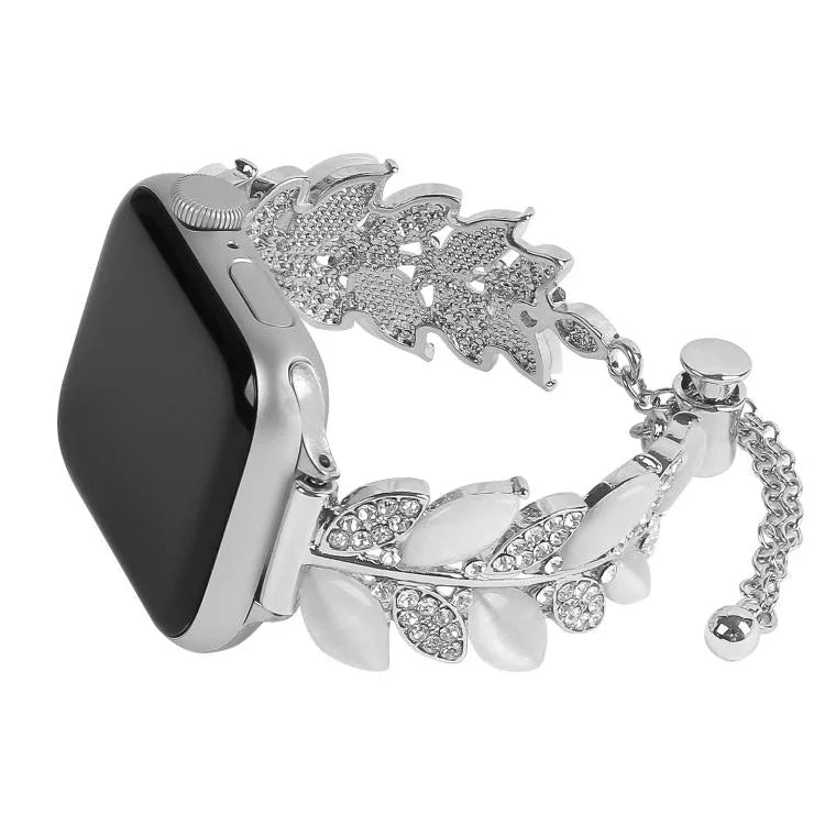 葉形ダイヤモンド装飾合金ウォッチバンド、Apple Watch 46mm / 49mm / 45mm / 44mm用、Apple Watch 42mm / 41mm / 40mm / 38mm用