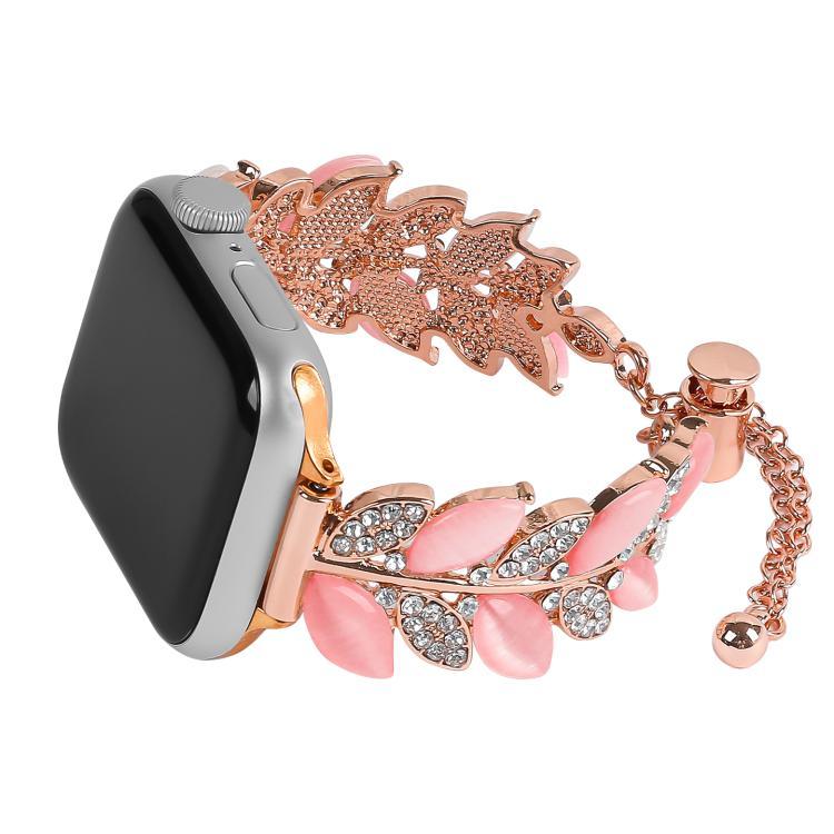 葉形ダイヤモンド装飾合金ウォッチバンド、Apple Watch 46mm / 49mm / 45mm / 44mm用、Apple Watch 42mm / 41mm / 40mm / 38mm用