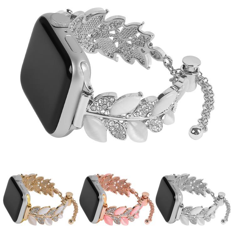 葉形ダイヤモンド装飾合金ウォッチバンド、Apple Watch 46mm / 49mm / 45mm / 44mm用、Apple Watch 42mm / 41mm / 40mm / 38mm用