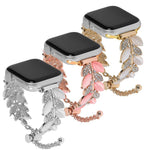 葉形ダイヤモンド装飾合金ウォッチバンド、Apple Watch 46mm / 49mm / 45mm / 44mm用、Apple Watch 42mm / 41mm / 40mm / 38mm用