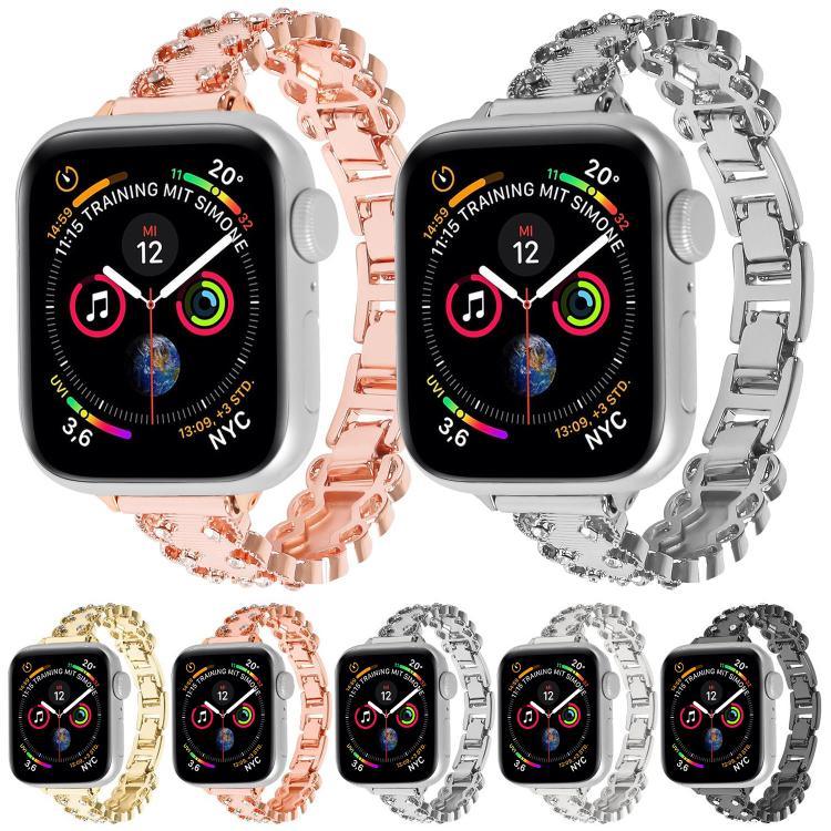 レース縁取りダイヤモンド合金メタルウォッチバンド、Apple Watch 46mm / 49mm / 45mm / 44mm用、Apple Watch 42mm / 41mm / 40mm / 38mm用