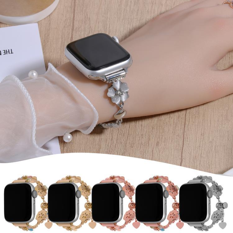四つ葉のクローバーチェーン合金ウォッチバンド、Apple Watch 46mm / 49mm / 45mm / 44mm用、Apple Watch 42mm / 41mm / 40mm / 38mm用