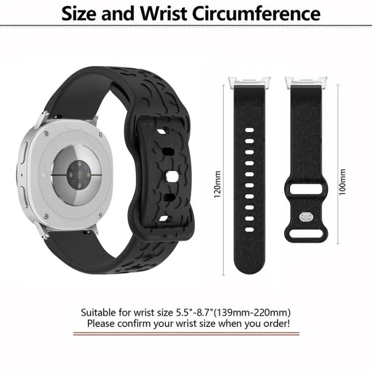 凹型レオパード バタフライバックル シリコンウォッチバンド、Samsung Galaxy Watch8 / Watch8 Classic用