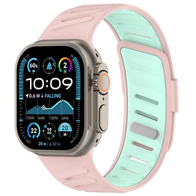 斜めバックル通気性ツートーンシリコンウォッチバンド、Apple Watch 46mm / 49mm / 45mm / 44mm用