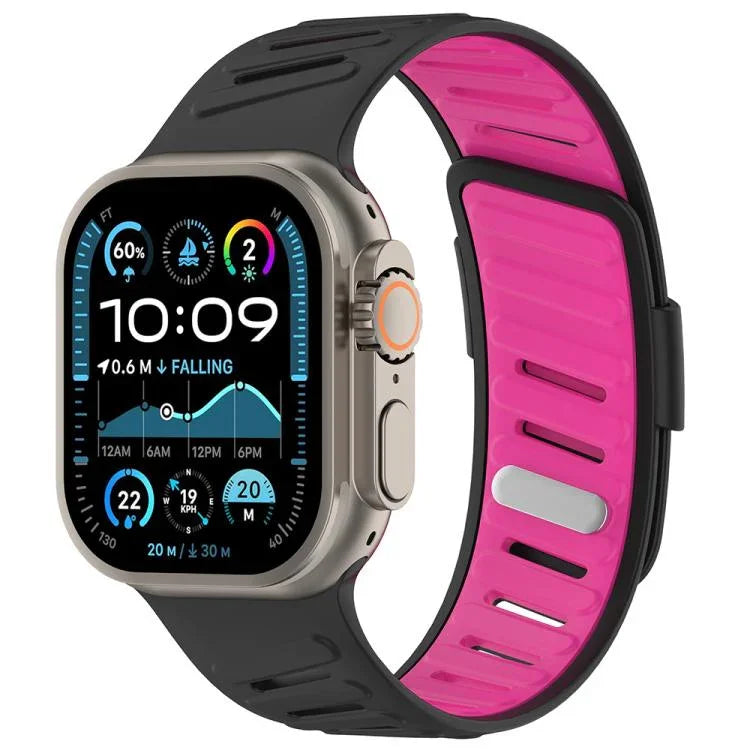斜めバックル通気性ツートーンシリコンウォッチバンド、Apple Watch 46mm / 49mm / 45mm / 44mm用