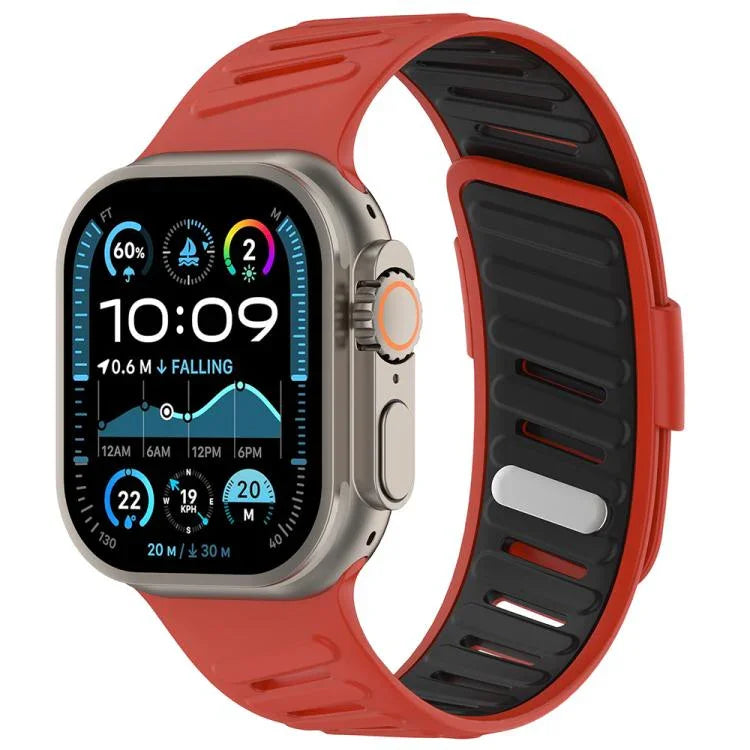 斜めバックル通気性ツートーンシリコンウォッチバンド、Apple Watch 46mm / 49mm / 45mm / 44mm用