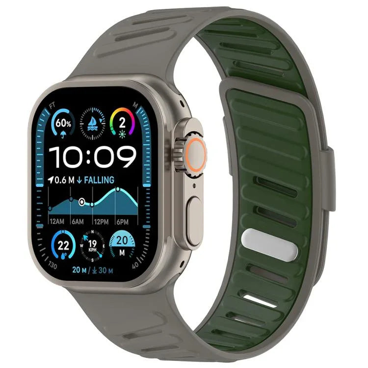 斜めバックル通気性ツートーンシリコンウォッチバンド、Apple Watch 46mm / 49mm / 45mm / 44mm用