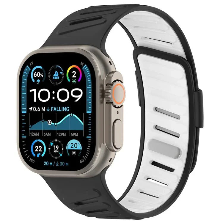 斜めバックル通気性ツートーンシリコンウォッチバンド、Apple Watch 46mm / 49mm / 45mm / 44mm用