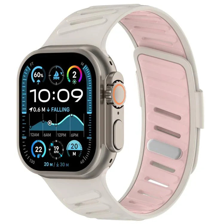 斜めバックル通気性ツートーンシリコンウォッチバンド、Apple Watch 46mm / 49mm / 45mm / 44mm用