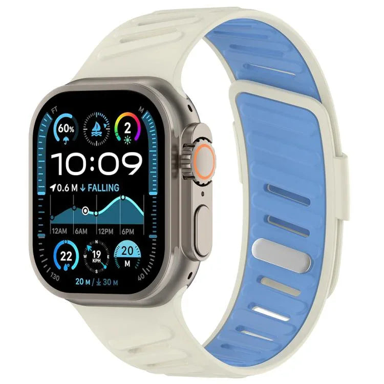 斜めバックル通気性ツートーンシリコンウォッチバンド、Apple Watch 46mm / 49mm / 45mm / 44mm用