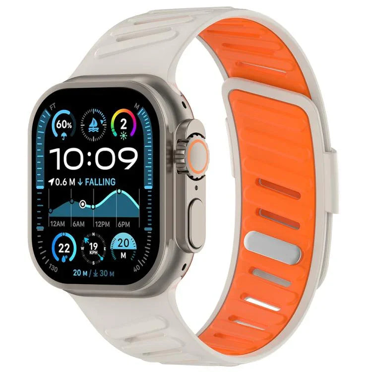 斜めバックル通気性ツートーンシリコンウォッチバンド、Apple Watch 46mm / 49mm / 45mm / 44mm用