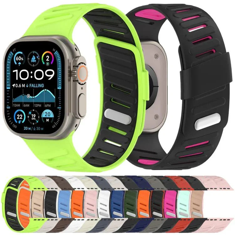 斜めバックル通気性ツートーンシリコンウォッチバンド、Apple Watch 46mm / 49mm / 45mm / 44mm用