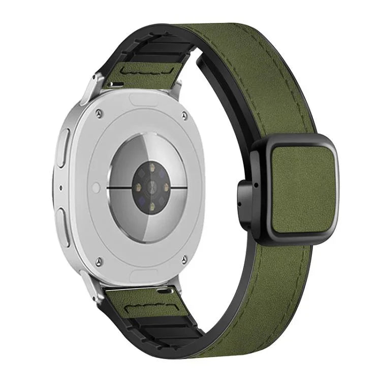 スクエアマグネットバックルレザーケースシリコンウォッチバンド、Samsung Galaxy Watch8 / Watch8 Classic用