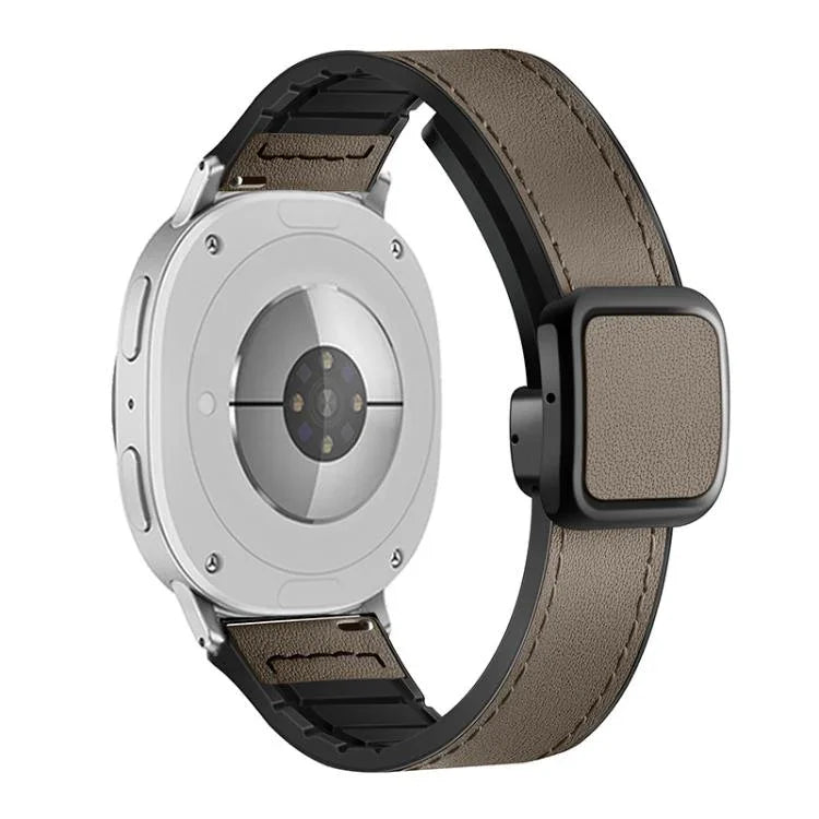 スクエアマグネットバックルレザーケースシリコンウォッチバンド、Samsung Galaxy Watch8 / Watch8 Classic用