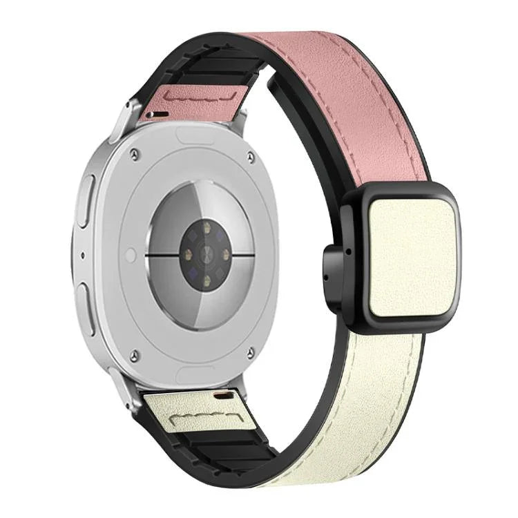 スクエアマグネットバックルレザーケースシリコンウォッチバンド、Samsung Galaxy Watch8 / Watch8 Classic用
