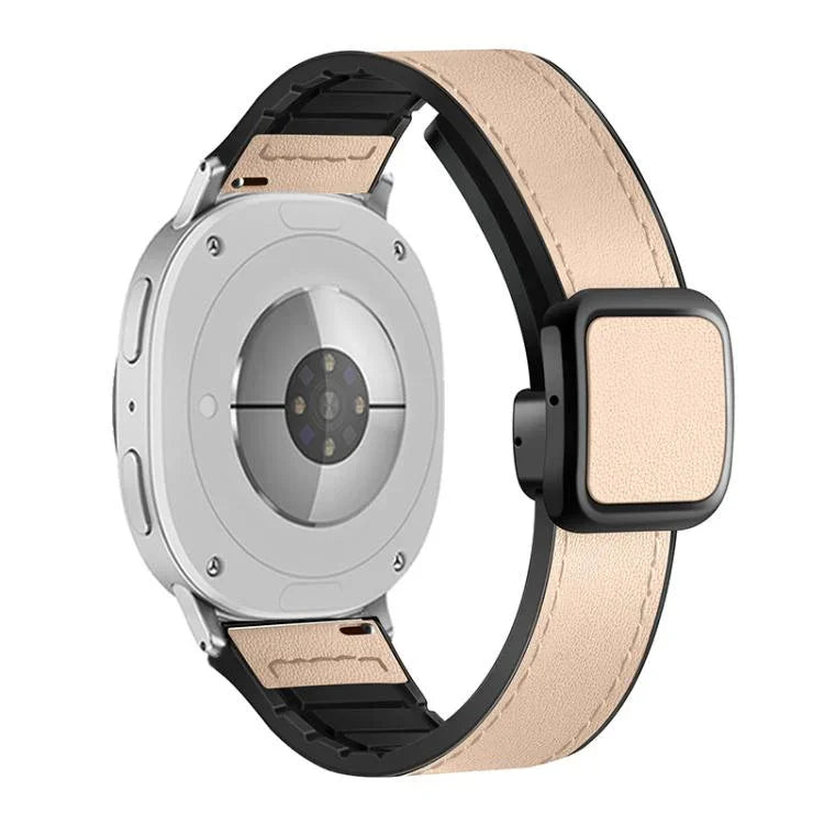 スクエアマグネットバックルレザーケースシリコンウォッチバンド、Samsung Galaxy Watch8 / Watch8 Classic用