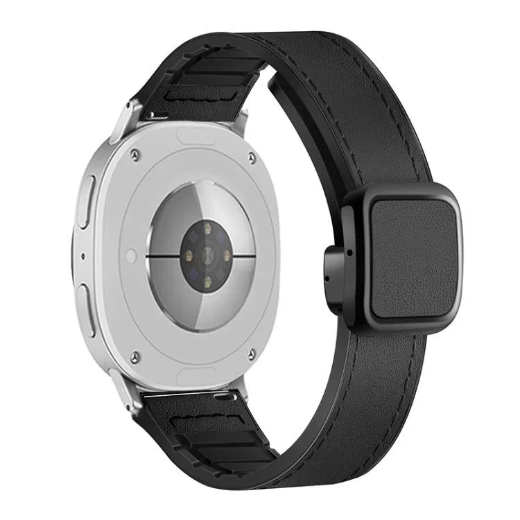 スクエアマグネットバックルレザーケースシリコンウォッチバンド、Samsung Galaxy Watch8 / Watch8 Classic用