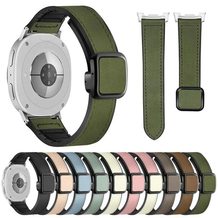 スクエアマグネットバックルレザーケースシリコンウォッチバンド、Samsung Galaxy Watch8 / Watch8 Classic用