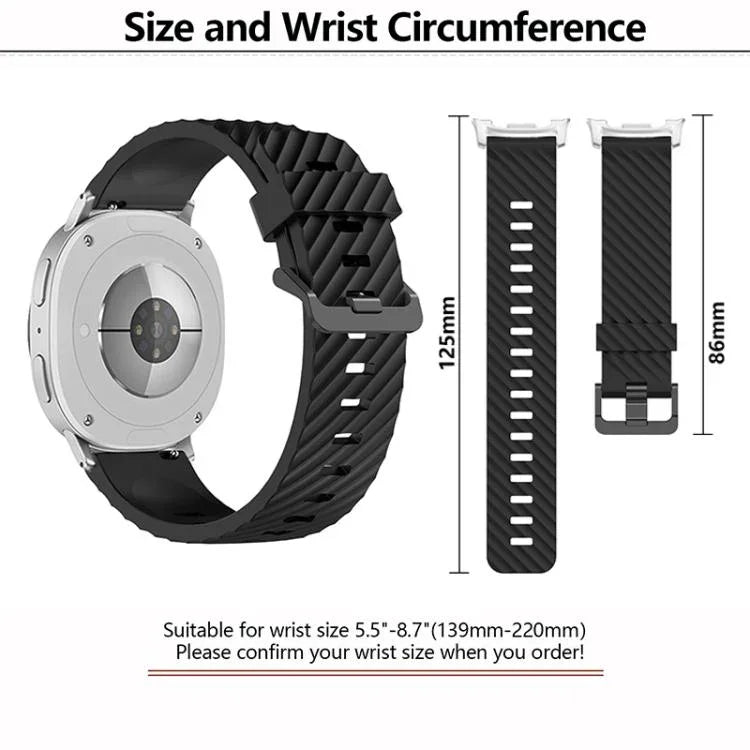 ブラックバックルスプルースシリコンウォッチバンド、Samsung Galaxy Watch8 / Watch8 Classic用