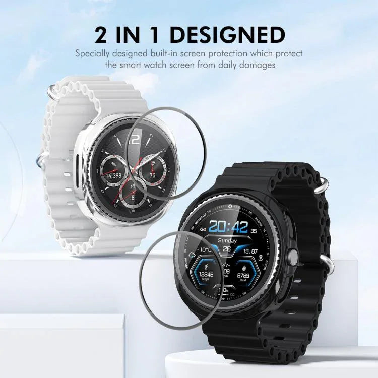 ENKAY Hat-Prince 2-in-1 電気めっき ソフトTPUカバー フルカバレッジ PMMAソフトフィルム付き、Samsung Galaxy Watch8 Classic 46mm用
