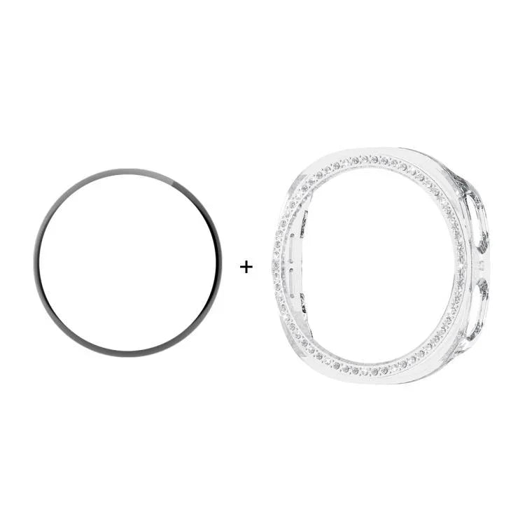 ENKAY Hat-Prince ダイヤモンド PCウォッチカバー フルカバレッジ PMMAソフトフィルム付き、Samsung Galaxy Watch8 44mm用、Samsung Galaxy Watch8 40mm用