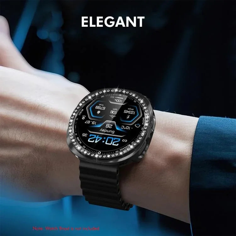 ENKAY Hat-Prince ダイヤモンド PCウォッチカバー フルカバレッジ PMMAソフトフィルム付き、Samsung Galaxy Watch8 44mm用、Samsung Galaxy Watch8 40mm用