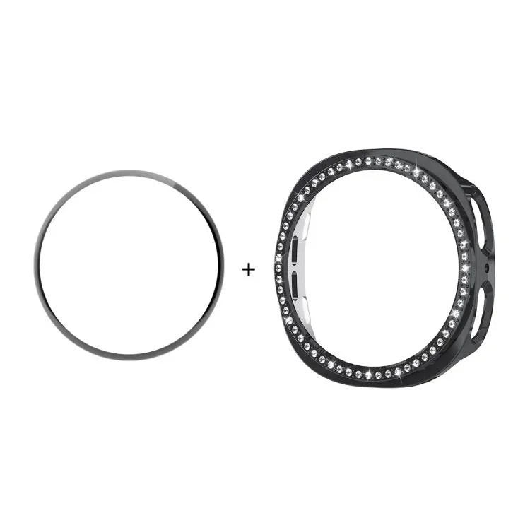 ENKAY Hat-Prince ダイヤモンド PCウォッチカバー フルカバレッジ PMMAソフトフィルム付き、Samsung Galaxy Watch8 44mm用、Samsung Galaxy Watch8 40mm用