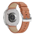 ラウンドテールスクエアバックルレザーウォッチバンド、Samsung Galaxy Watch8 / Watch8 Classic用