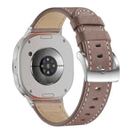 ラウンドテールスクエアバックルレザーウォッチバンド、Samsung Galaxy Watch8 / Watch8 Classic用