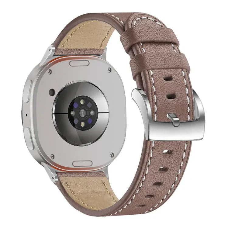 ラウンドテールスクエアバックルレザーウォッチバンド、Samsung Galaxy Watch8 / Watch8 Classic用