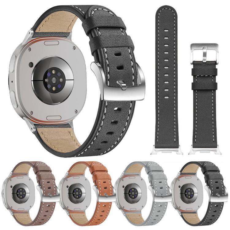 ラウンドテールスクエアバックルレザーウォッチバンド、Samsung Galaxy Watch8 / Watch8 Classic用