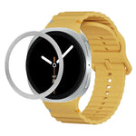 ひし形テクスチャーベゼルと波状グレインステッチカラーバックルシリコンウォッチバンド、Samsung Galaxy Watch8 44mm用、Samsung Galaxy Watch8 40mm用