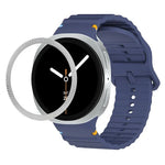ひし形テクスチャーベゼルと波状グレインステッチカラーバックルシリコンウォッチバンド、Samsung Galaxy Watch8 44mm用、Samsung Galaxy Watch8 40mm用