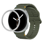 ひし形テクスチャーベゼルと波状グレインステッチカラーバックルシリコンウォッチバンド、Samsung Galaxy Watch8 44mm用、Samsung Galaxy Watch8 40mm用
