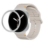 ひし形テクスチャーベゼルと波状グレインステッチカラーバックルシリコンウォッチバンド、Samsung Galaxy Watch8 44mm用、Samsung Galaxy Watch8 40mm用