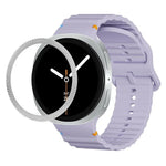 ひし形テクスチャーベゼルと波状グレインステッチカラーバックルシリコンウォッチバンド、Samsung Galaxy Watch8 44mm用、Samsung Galaxy Watch8 40mm用
