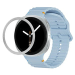 ひし形テクスチャーベゼルと波状グレインステッチカラーバックルシリコンウォッチバンド、Samsung Galaxy Watch8 44mm用、Samsung Galaxy Watch8 40mm用