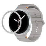 ひし形テクスチャーベゼルと波状グレインステッチカラーバックルシリコンウォッチバンド、Samsung Galaxy Watch8 44mm用、Samsung Galaxy Watch8 40mm用