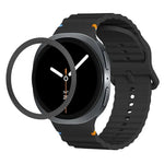 ひし形テクスチャーベゼルと波状グレインステッチカラーバックルシリコンウォッチバンド、Samsung Galaxy Watch8 44mm用、Samsung Galaxy Watch8 40mm用