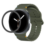 ひし形テクスチャーベゼルと波状グレインステッチカラーバックルシリコンウォッチバンド、Samsung Galaxy Watch8 44mm用、Samsung Galaxy Watch8 40mm用