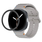 ひし形テクスチャーベゼルと波状グレインステッチカラーバックルシリコンウォッチバンド、Samsung Galaxy Watch8 44mm用、Samsung Galaxy Watch8 40mm用