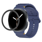 ひし形テクスチャーベゼルと波状グレインステッチカラーバックルシリコンウォッチバンド、Samsung Galaxy Watch8 44mm用、Samsung Galaxy Watch8 40mm用