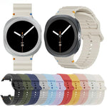 ひし形テクスチャーベゼルと波状グレインステッチカラーバックルシリコンウォッチバンド、Samsung Galaxy Watch8 44mm用、Samsung Galaxy Watch8 40mm用