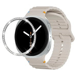 ダイヤモンドベゼルと波状グレインステッチカラーバックルシリコンウォッチバンド、Samsung Galaxy Watch8 44mm用、Samsung Galaxy Watch8 40mm用