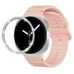 ダイヤモンドベゼルと波状グレインステッチカラーバックルシリコンウォッチバンド、Samsung Galaxy Watch8 44mm用、Samsung Galaxy Watch8 40mm用