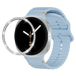 ダイヤモンドベゼルと波状グレインステッチカラーバックルシリコンウォッチバンド、Samsung Galaxy Watch8 44mm用、Samsung Galaxy Watch8 40mm用