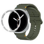ダイヤモンドベゼルと波状グレインステッチカラーバックルシリコンウォッチバンド、Samsung Galaxy Watch8 44mm用、Samsung Galaxy Watch8 40mm用
