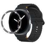 ダイヤモンドベゼルと波状グレインステッチカラーバックルシリコンウォッチバンド、Samsung Galaxy Watch8 44mm用、Samsung Galaxy Watch8 40mm用